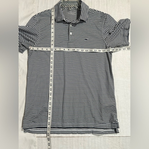 VINEYARD VINES PERFORMANCE BLUE STRIPED GOLF WHALE LOGO POLO SHIRT MENS SMALL - Picture 5 of 5